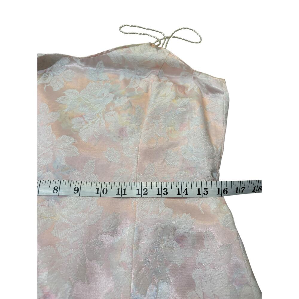 Ethereal‎ Fairy Pink Vintage Brocade Mini Dress Satin L Pearl Straps Feminine - Picture 5 of 16